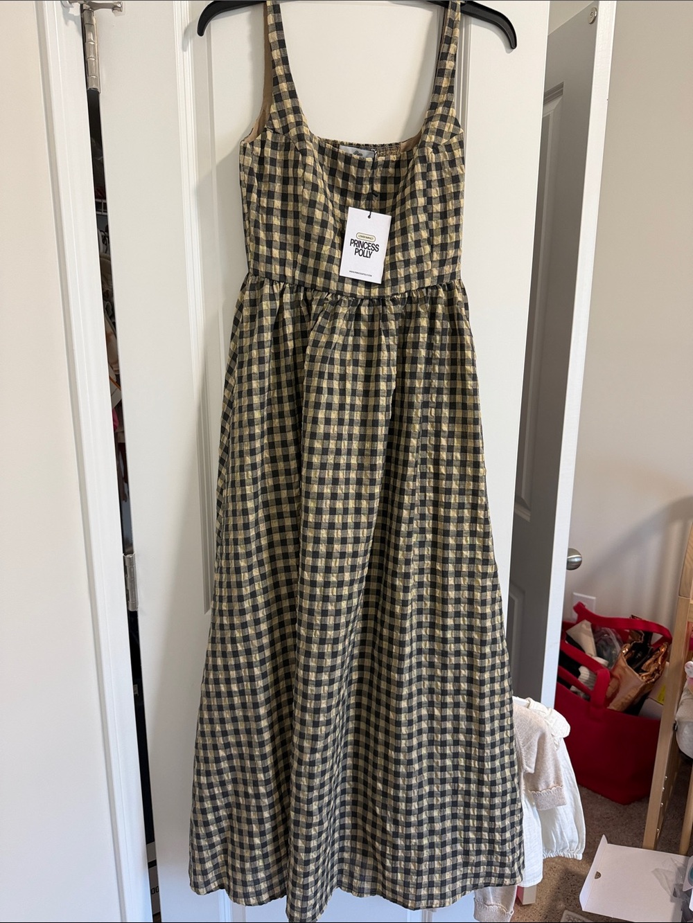 Princess Polly Women’s Black and Beige Gingham Sundress